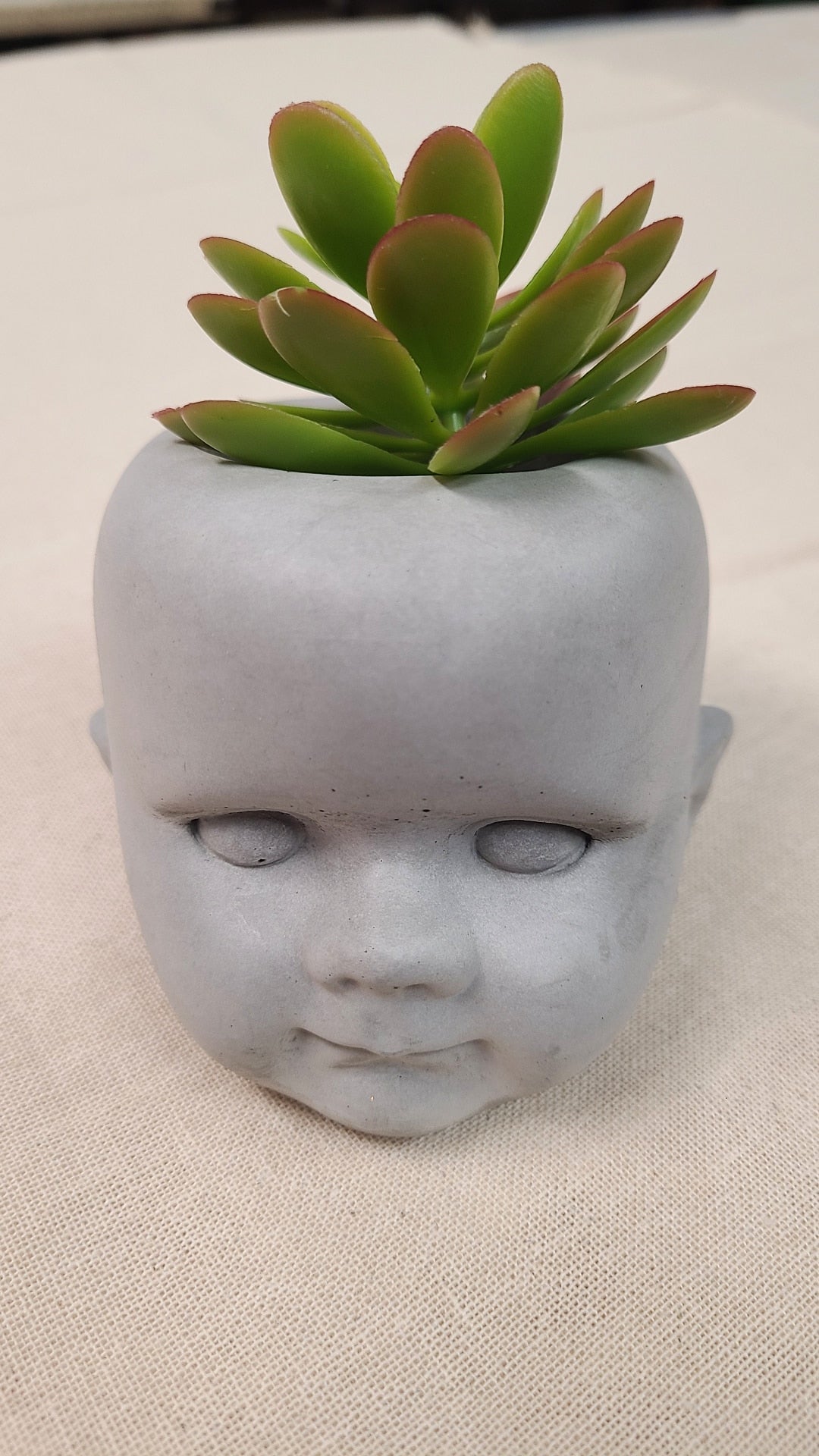 Sheryl Blois Concrete Doll Head Planter
